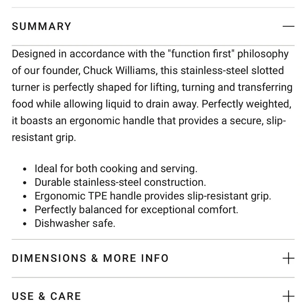 Stainless Steel Slotted Turner/Spatula by Williams Sonoma